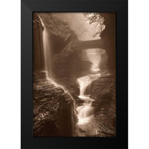 Waterfall on a Rainy Day Black Modern Wood Framed Art Print by Svibilsky, Igor