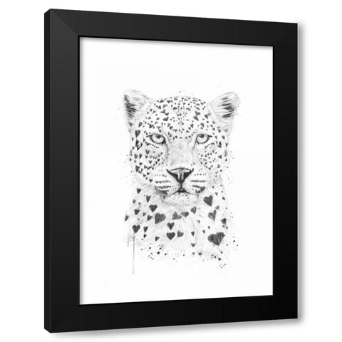 Lovely Leopard Black Modern Wood Framed Art Print by Solti, Balazs