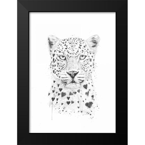 Lovely Leopard Black Modern Wood Framed Art Print by Solti, Balazs