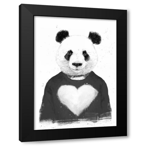 Lovely Panda Black Modern Wood Framed Art Print by Solti, Balazs
