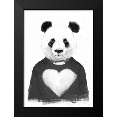 Lovely Panda Black Modern Wood Framed Art Print by Solti, Balazs