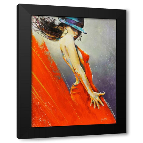 Rubi Black Modern Wood Framed Art Print with Double Matting by Staples, Colin John