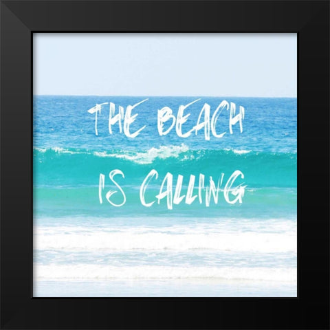 Beach Is Calling Black Modern Wood Framed Art Print by Coomes, Sylvia