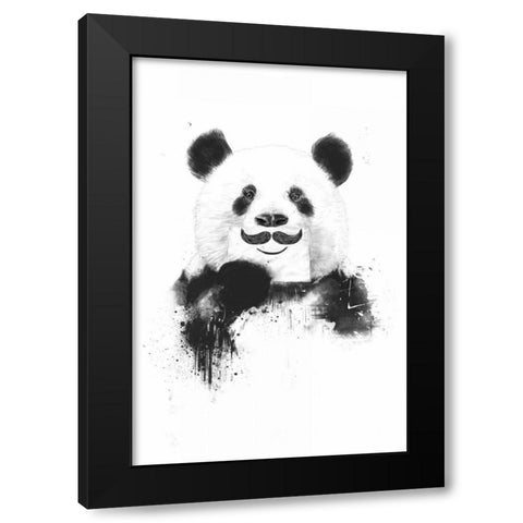 Funny Panda Black Modern Wood Framed Art Print by Solti, Balazs