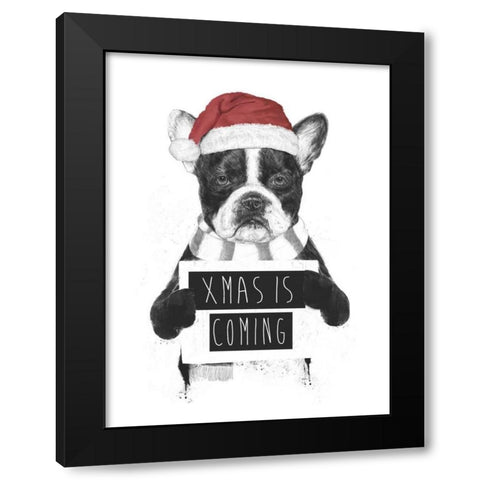 Xmas is Coming Black Modern Wood Framed Art Print with Double Matting by Solti, Balazs