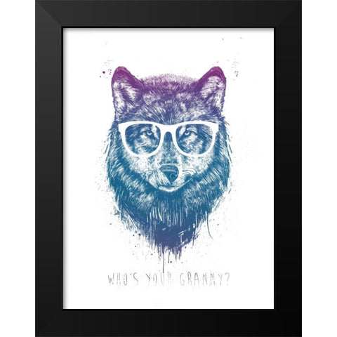 Whos Your Granny Black Modern Wood Framed Art Print by Solti, Balazs