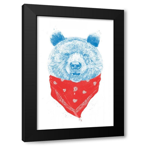 Wild Bear Black Modern Wood Framed Art Print with Double Matting by Solti, Balazs