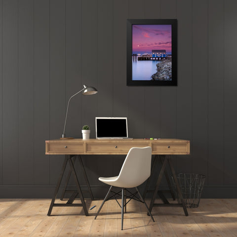Moon over Sidney Fish Market Black Modern Wood Framed Art Print by Severn, Shawn/Corinne