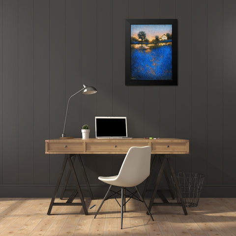 Blue Fields Black Modern Wood Framed Art Print by Stotts, Thomas