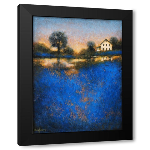 Blue Fields Black Modern Wood Framed Art Print with Double Matting by Stotts, Thomas