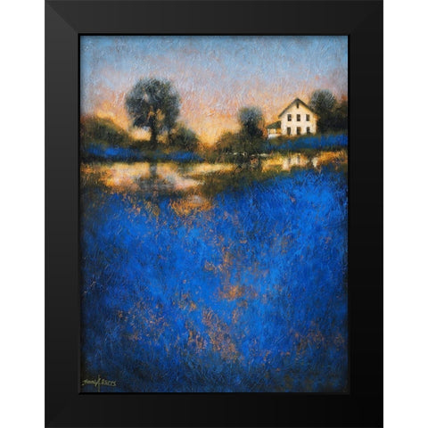 Blue Fields Black Modern Wood Framed Art Print by Stotts, Thomas