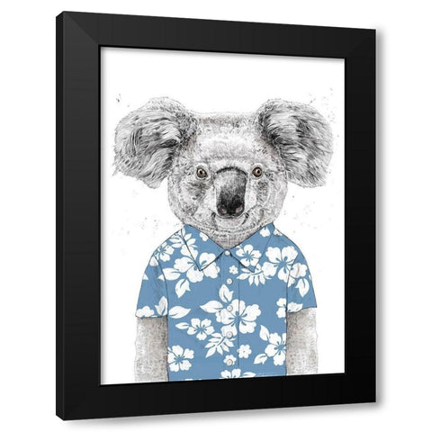 Summer Koala (Blue) Black Modern Wood Framed Art Print by Solti, Balazs