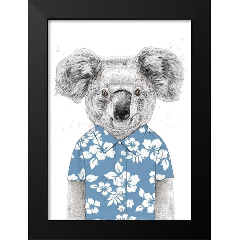Summer Koala (Blue) Black Modern Wood Framed Art Print by Solti, Balazs