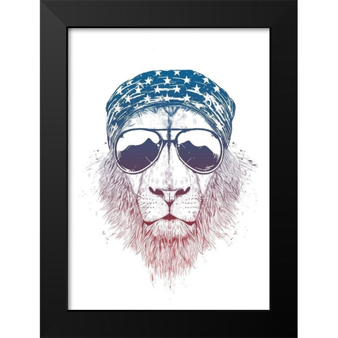 Wild Lion Black Modern Wood Framed Art Print by Solti, Balazs