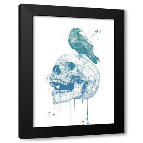 New Skull (Blue) Black Modern Wood Framed Art Print by Solti, Balazs