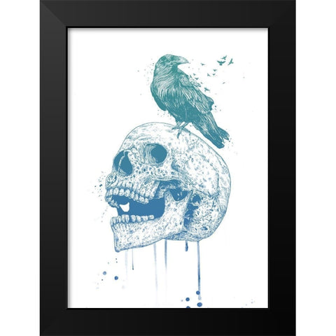 New Skull (Blue) Black Modern Wood Framed Art Print by Solti, Balazs
