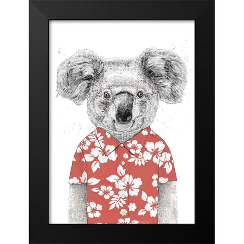 Summer Koala (Red) Black Modern Wood Framed Art Print by Solti, Balazs