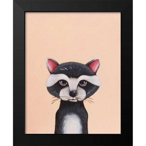 Baby Raccoon Black Modern Wood Framed Art Print by Stewart, Lucia