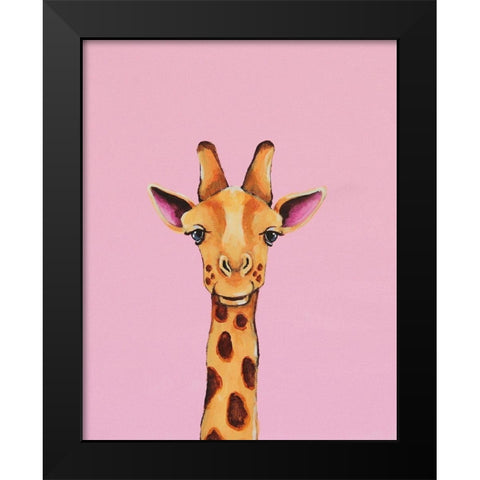 Baby Giraffe Black Modern Wood Framed Art Print by Stewart, Lucia
