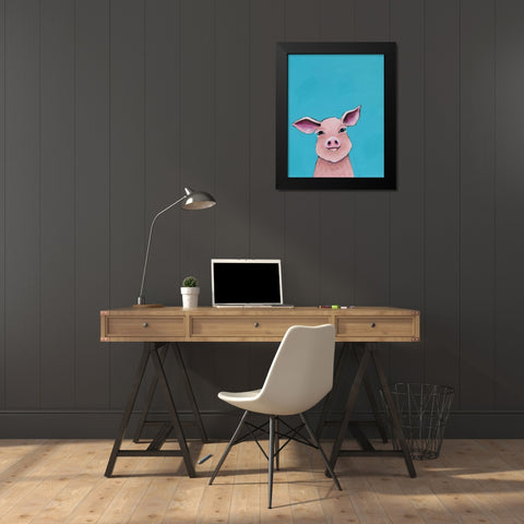 Little Pig Black Modern Wood Framed Art Print by Stewart, Lucia