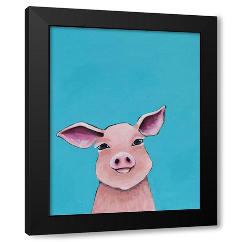 Little Pig Black Modern Wood Framed Art Print by Stewart, Lucia