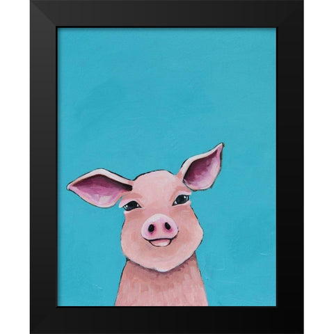 Little Pig Black Modern Wood Framed Art Print by Stewart, Lucia