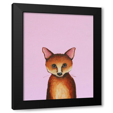 Little Fox Black Modern Wood Framed Art Print by Stewart, Lucia