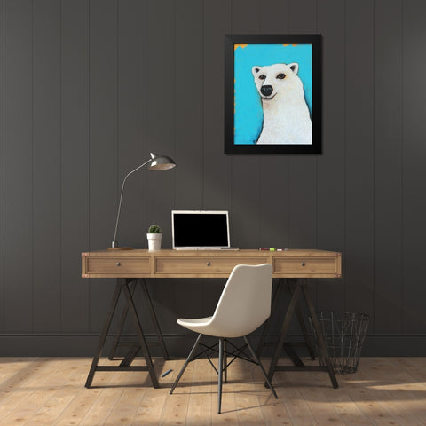 The Cute Polar Bear Black Modern Wood Framed Art Print by Stewart, Lucia