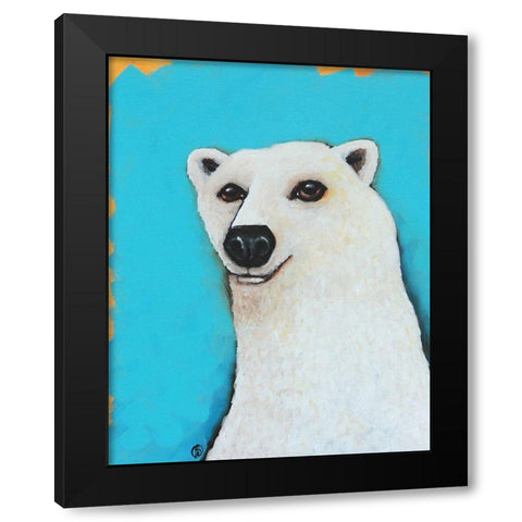 The Cute Polar Bear Black Modern Wood Framed Art Print by Stewart, Lucia