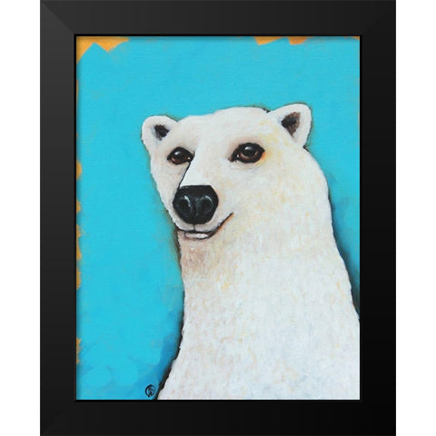 The Cute Polar Bear Black Modern Wood Framed Art Print by Stewart, Lucia