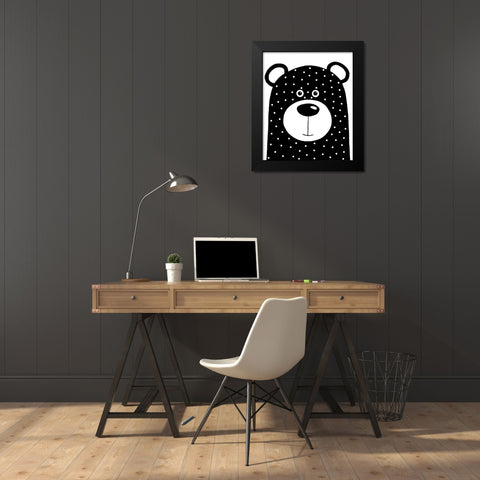 Bean Bear Black Modern Wood Framed Art Print by Stewart, Lucia