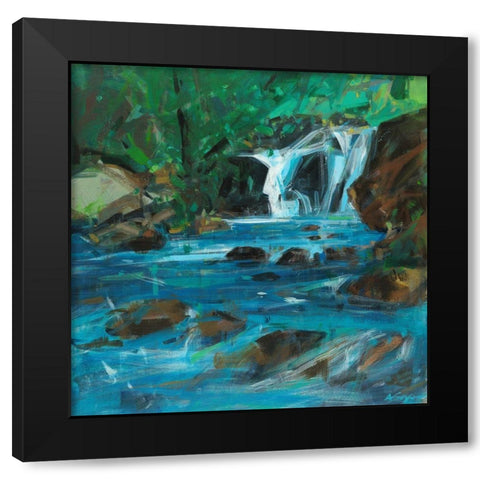 Blue Duet Black Modern Wood Framed Art Print by Saxon, Angela