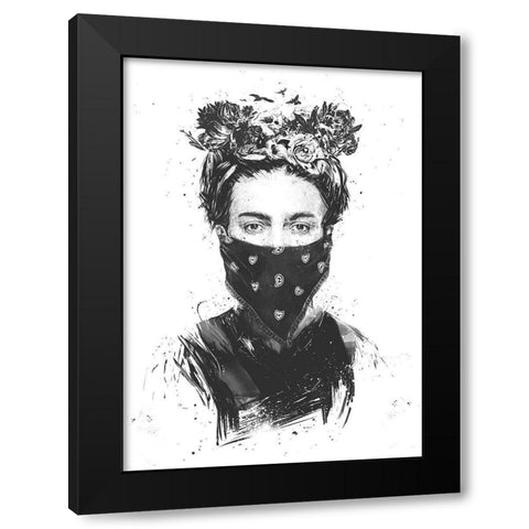 Rebel Girl Black Modern Wood Framed Art Print by Solti, Balazs