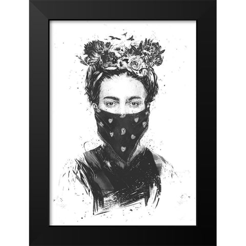 Rebel Girl Black Modern Wood Framed Art Print by Solti, Balazs
