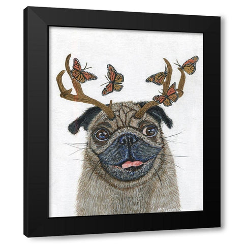 Pug With a Big Rack Black Modern Wood Framed Art Print with Double Matting by Symons, Melissa