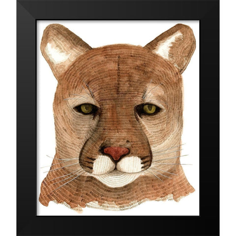 Cougar Black Modern Wood Framed Art Print by Saylor, Jeannine
