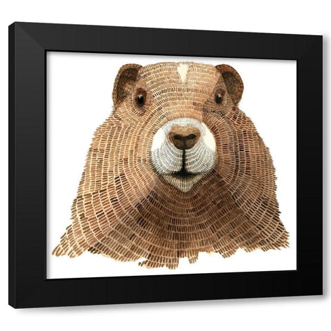 Marmot Black Modern Wood Framed Art Print with Double Matting by Saylor, Jeannine