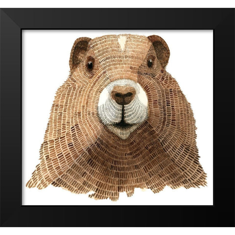 Marmot Black Modern Wood Framed Art Print by Saylor, Jeannine