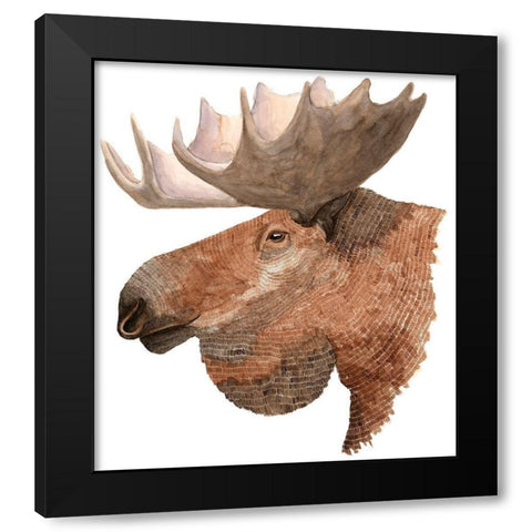 Moose Black Modern Wood Framed Art Print with Double Matting by Saylor, Jeannine