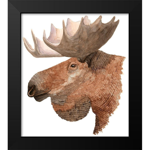 Moose Black Modern Wood Framed Art Print by Saylor, Jeannine