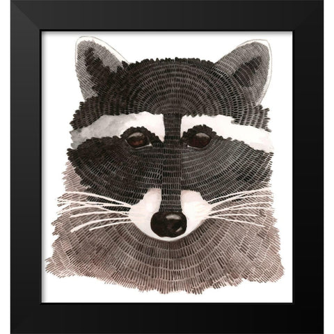 Raccoon Black Modern Wood Framed Art Print by Saylor, Jeannine