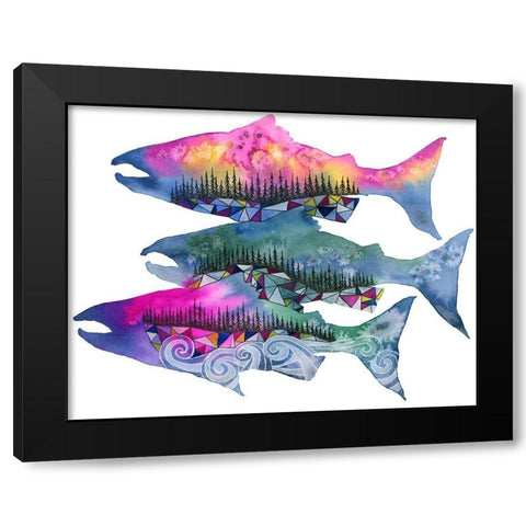 Salmon Season Black Modern Wood Framed Art Print by Saylor, Jeannine
