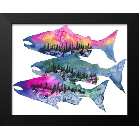 Salmon Season Black Modern Wood Framed Art Print by Saylor, Jeannine
