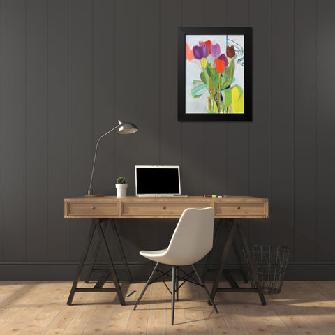 Tulips and Two Cars Black Modern Wood Framed Art Print by Singerman, Jessica