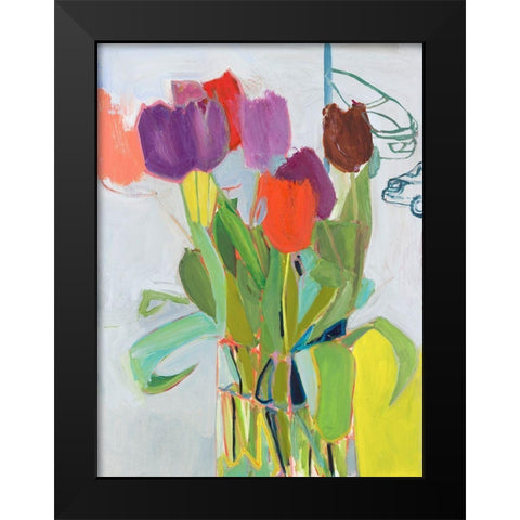 Tulips and Two Cars Black Modern Wood Framed Art Print by Singerman, Jessica