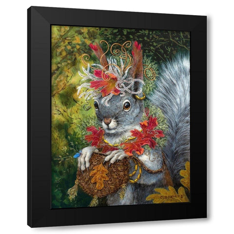 The Squirrelâ€™s Dream Black Modern Wood Framed Art Print with Double Matting by Schmitz, Carolyn