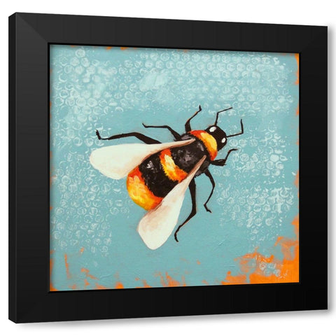 Bee Painting Black Modern Wood Framed Art Print with Double Matting by Stewart, Lucia