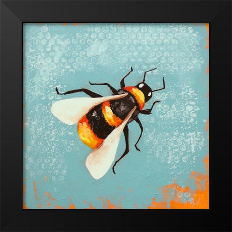 Bee Painting Black Modern Wood Framed Art Print by Stewart, Lucia
