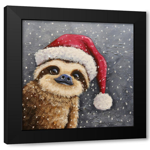 Merry Sloth Black Modern Wood Framed Art Print by Stewart, Lucia