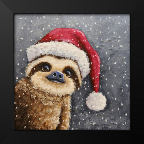Merry Sloth Black Modern Wood Framed Art Print by Stewart, Lucia